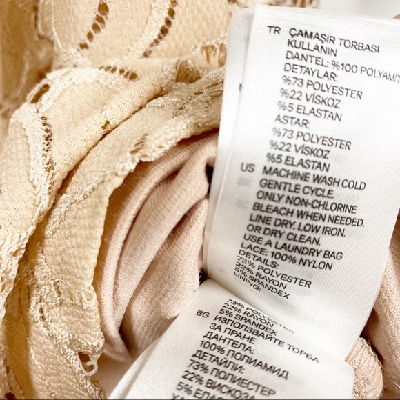 NEW H&M Peach Lace Long Sleeve Midi Dress S - Picture 8 of 14